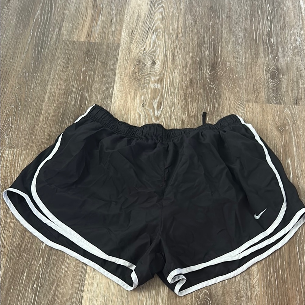 Nike Black and White Athletic Shorts with Dolphin Hem